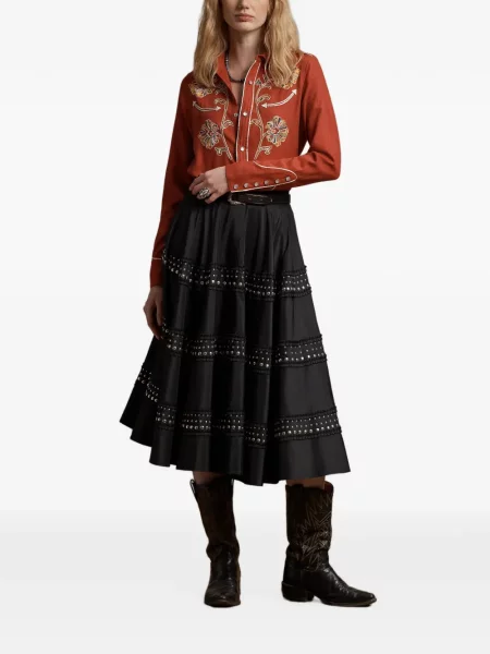 Midi sukňa Ralph Lauren Rrl čierna