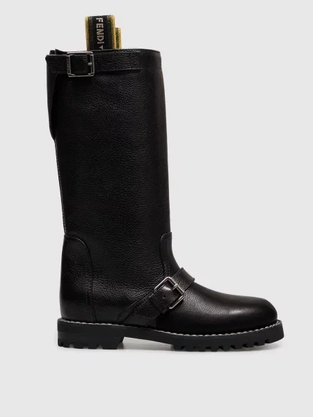 Шкіряні чоботи Commando Fendi чорні