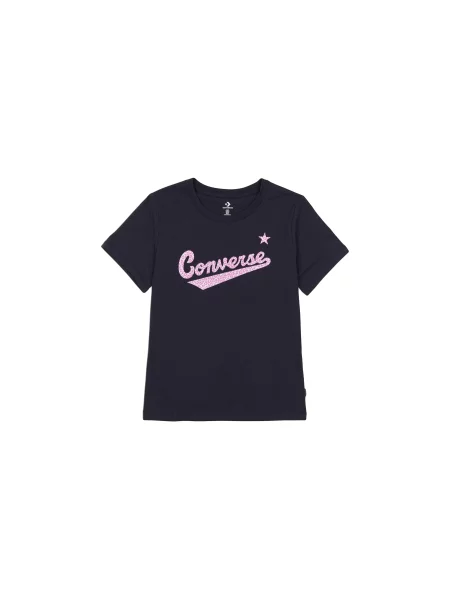 Converse Script Logo Leopard Infill Classic Tee Kobiety Koszulki Converse Size: XS czarny