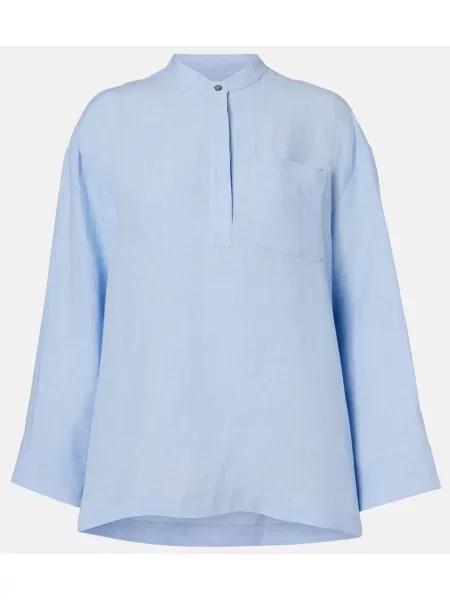 Lniana bluzka S Max Mara niebieska