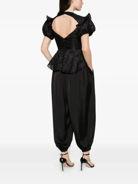 Bluză Parlor cu model floral din jacard negru
