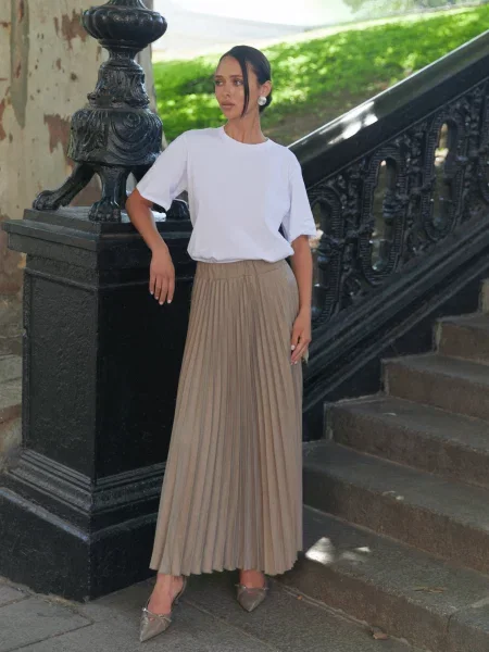 Спідниця максі Seventeen бавовна/віскоза бежевий