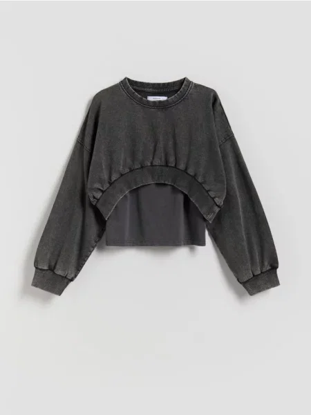 Reserved Bluza z topem czarny