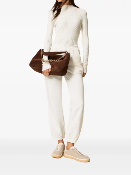 Pantaloni de jogging Twinset din fleece alb