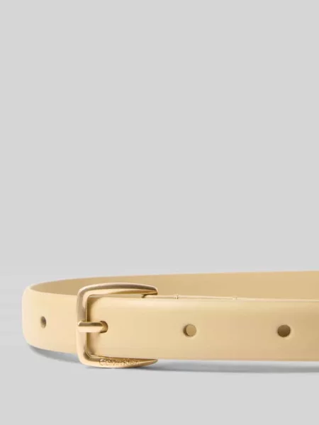 Pasek z naturalnej skóry model ESSENTIAL BUCKLE Ck Calvin Klein beżowy