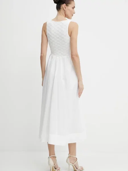 Bardot rochie maxi evazati alb