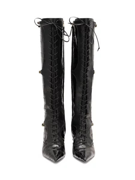 Боти Roberto Cavalli с връзки с дантела черно