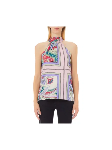 Wielobarwność satynowy top Liu Jo z nadrukiem