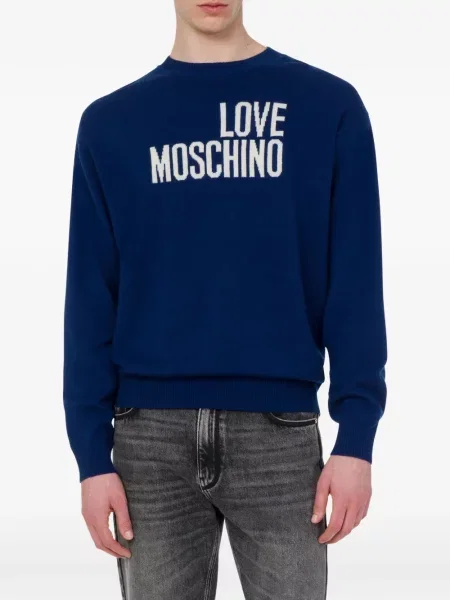 Pulover Love Moschino cu autograf albastru