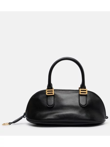 Top Balenciaga din piele negru