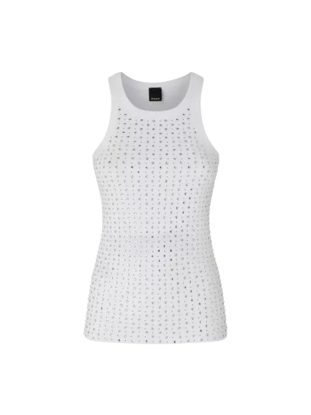 Top Pinko z ćwiekami na ramiączkach biały