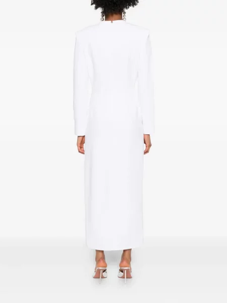 Rochie maxi Rowen Rose cu funde cu crăpătură de costum alb