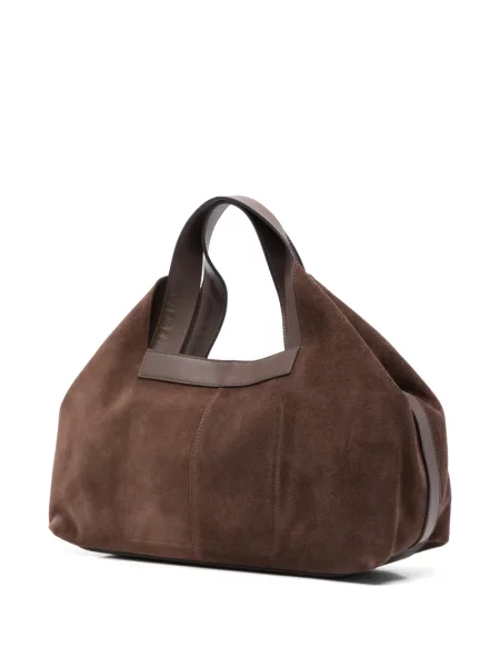 Geantă shopper Twinset din piele de căprioară maro