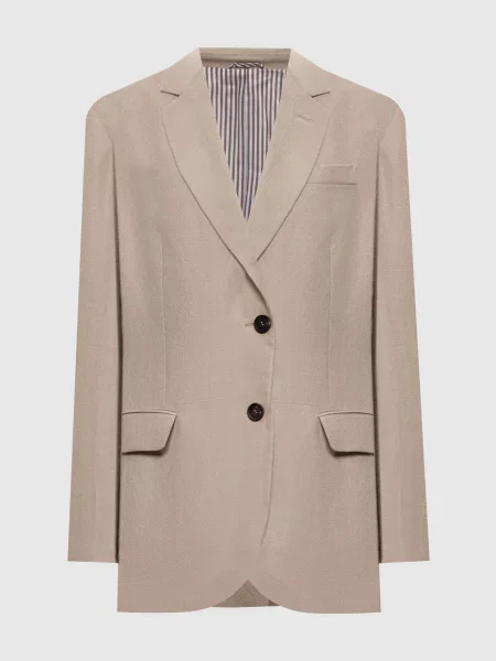 Жакет з льону з ланцюжком моніль Brunello Cucinelli бежевий