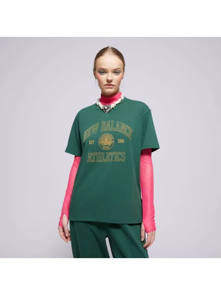 New Balance T-Shirt Athletics Oversized Crest T-Shirt zielona