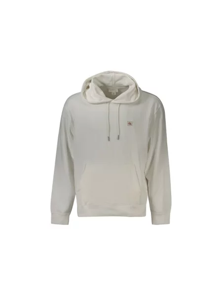 Mikina s kapucí Calvin Klein Jeans bílá