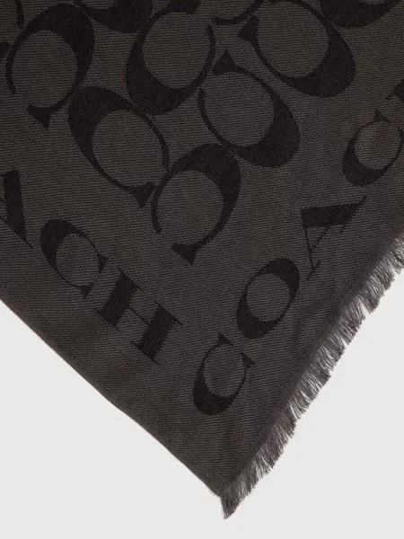 Шарф з домішкою шовку Coach візерунок чорний