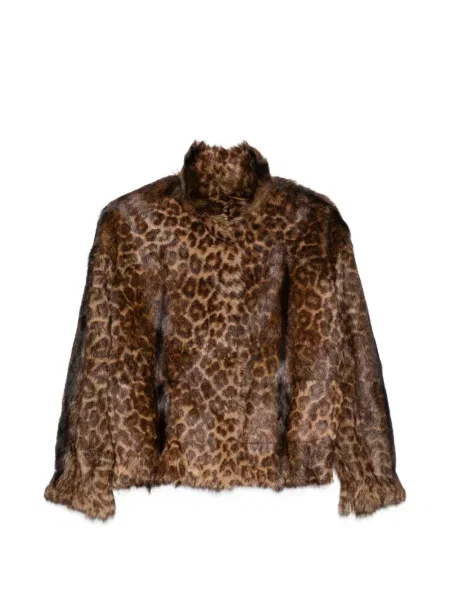 Lung geacă Salvatore Santoro cu imagine cu model leopard maro