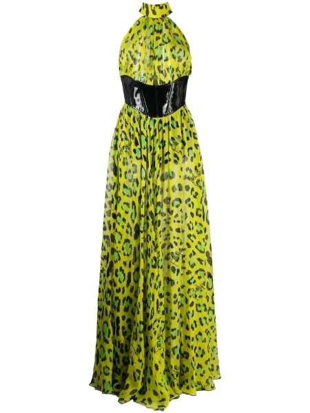 Rochie Philipp Plein cu imagine cu model leopard cu gât halter