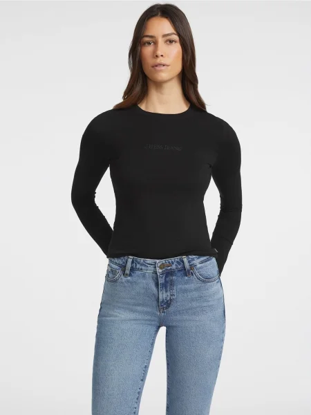 Bluza Guess Jeans z dolgimi rokavi črna