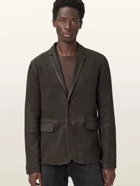 Замшевий піджак AllSaints MONET коричневий