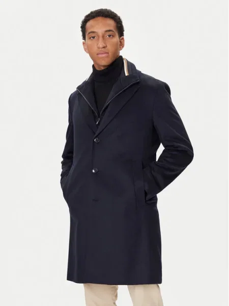 BOSS Palton de lână H-Jared Bleumarin