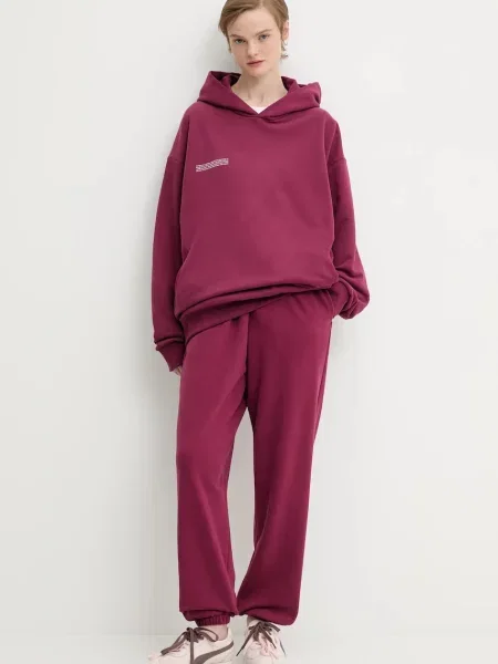 Кофта Pangaia з капюшоном однотонна бордовий