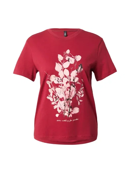 ONLY Tricou ONLKITA roz / roșu cranberry negru