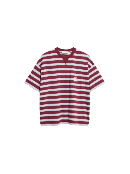 ARMEDANGELS Tricou ICONIC albastru deschis / roşu închis alb