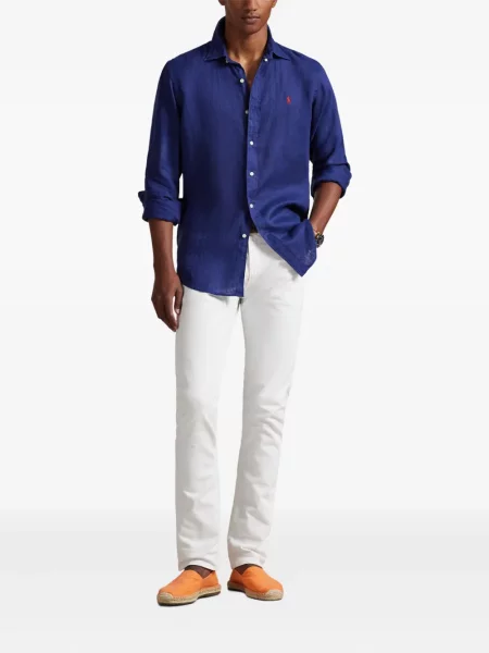 Dlouhá pruhovaná s límcem kšiltovka Polo Ralph Lauren modrá