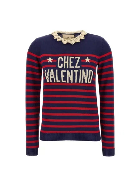 Lniany sweter Valentino elegancki niebieski