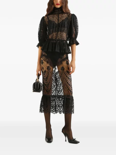 Midi-suknja Dolce & Gabbana s čipkom crna