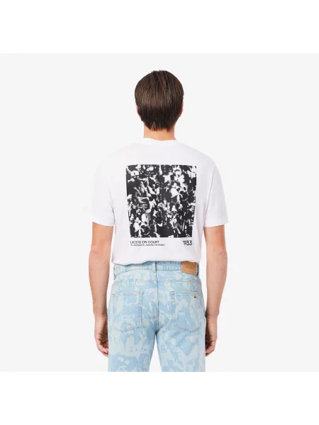 Lacoste T-Shirt Z Dżerseju Z Motywem Nadruku biały