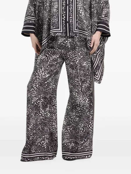 Pantaloni Elie Saab de mătase cu buline cu imagine negru
