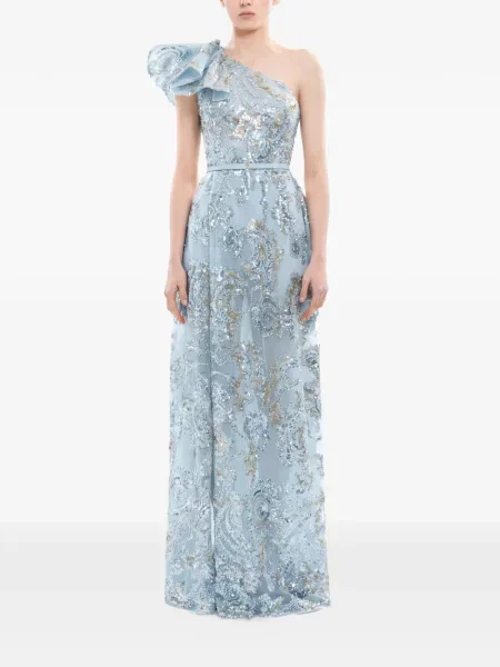 Rochie maxi Saiid Kobeisy cu broderie albastru