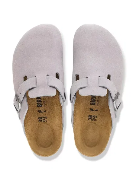 Birkenstock чехли сабо от велур Boston Suede Leather виолетово