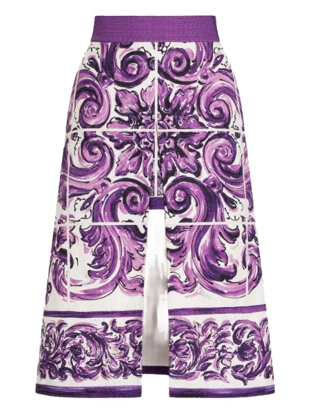 Fustă midi Dolce & Gabbana cu imagine până la genunchi alb