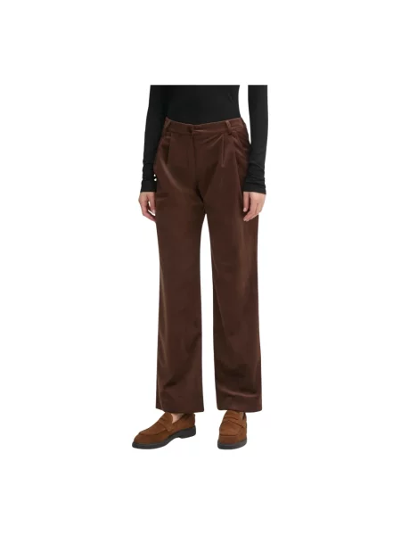 La Petite Française spodnie welurowe szerokie high waist PFPRALINE brązowy