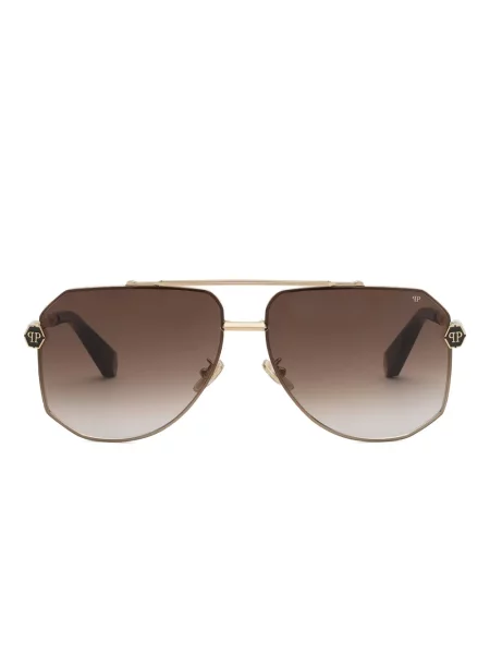 Ochelari de soare Philipp Plein Eyewear cu imprimeu geometric auriu