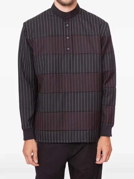 Tricou Givenchy cu dungi cu guler henley negru