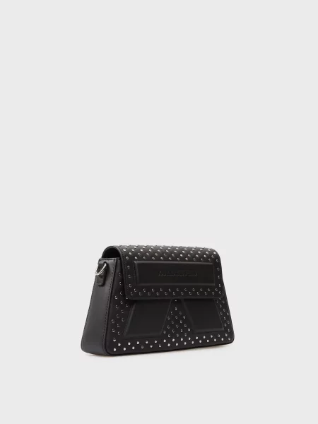 Шкіряна сумка Karl Lagerfeld без кісточок чорна