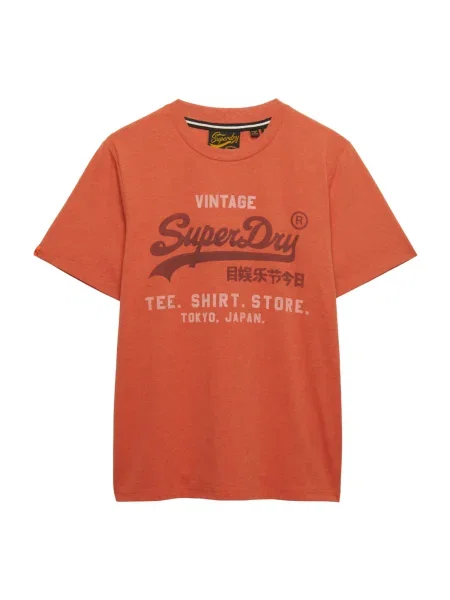 Superdry & Co Póló Heritage homár / sötétvörös / fehér narancsszínű