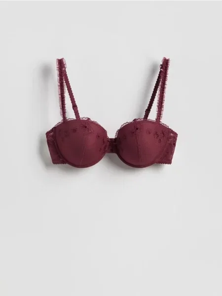 Reserved Sutien balconette brodat crimson