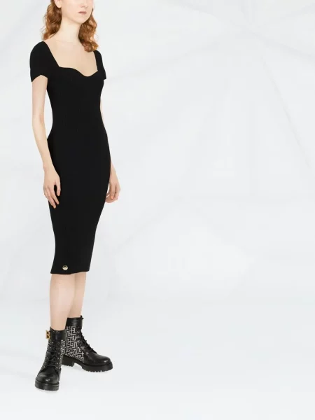 Dzianinowa midi sukienka midi Philipp Plein garniturowa czarna