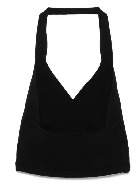 Žebrovaný top Wardrobe.nyc s výstřihem do v černý