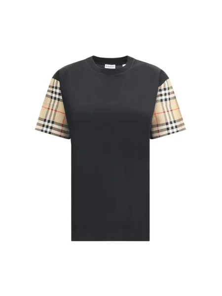 Koszulka Burberry casual w kratkę czarna