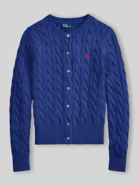Kardigan z dzianiny z czystej bawełny krój slim fit Polo Ralph Lauren niebieski