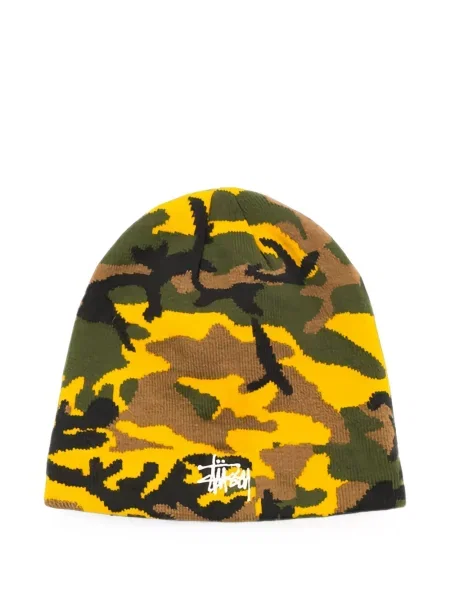 Căciulă Stüssy din jacard cu model camuflaj galben