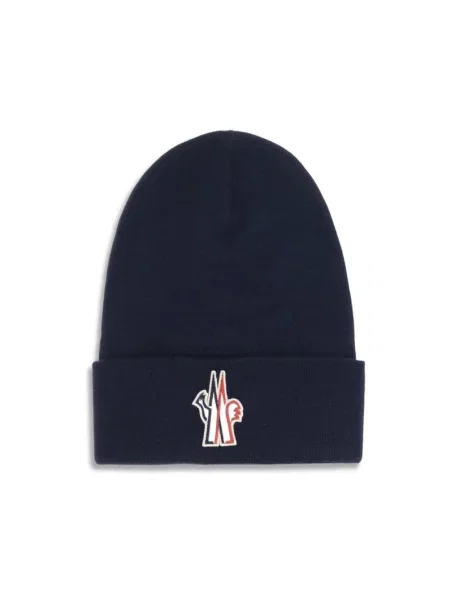 Czapka Moncler wełniana niebieska