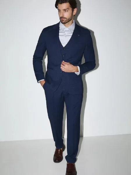 Kalhoty Medicine tmavomodrá ve střihu chinos